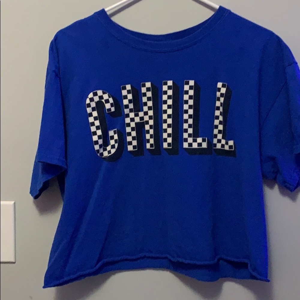 Blue checkered chill crop top